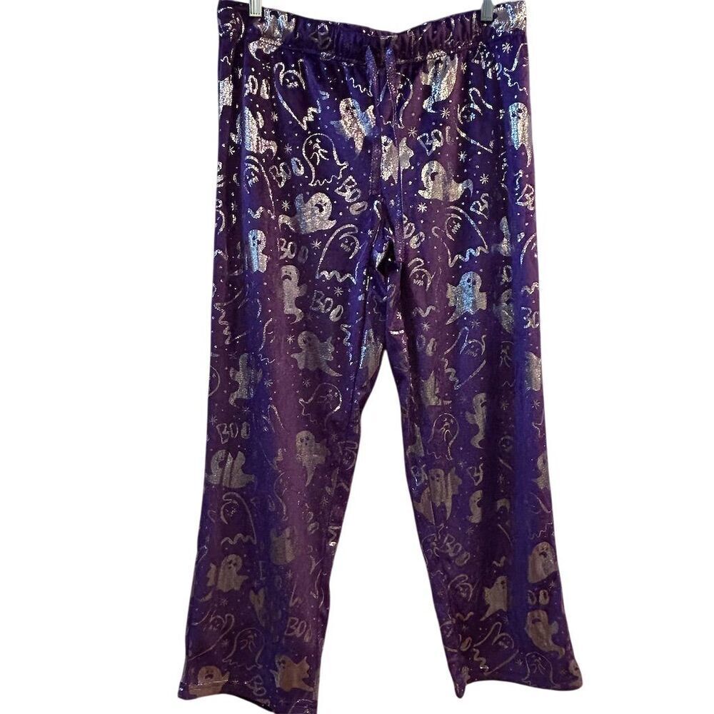Celebration Women's L Purple Halloween Ghost Print Sweatpants